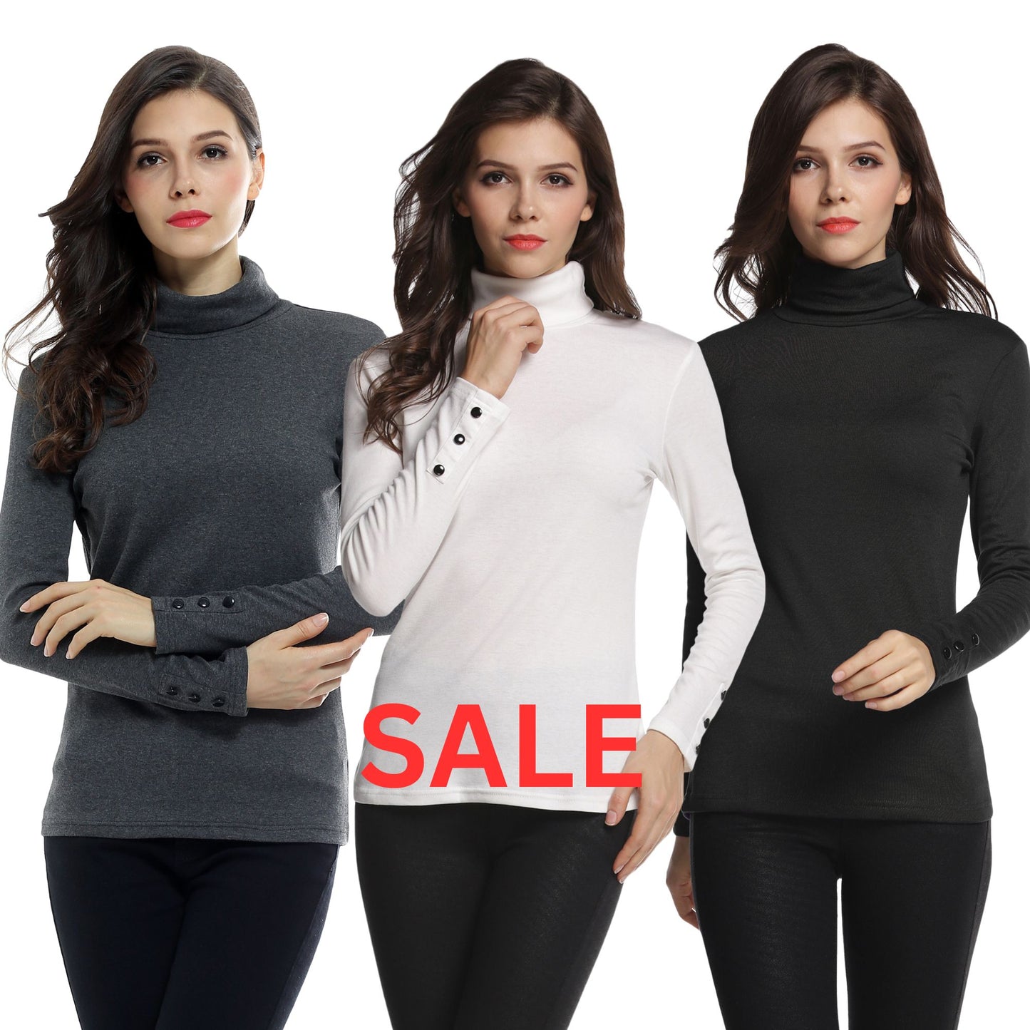 Sofishie Long Sleeve Shirt with Turtle-Neck-3Pack