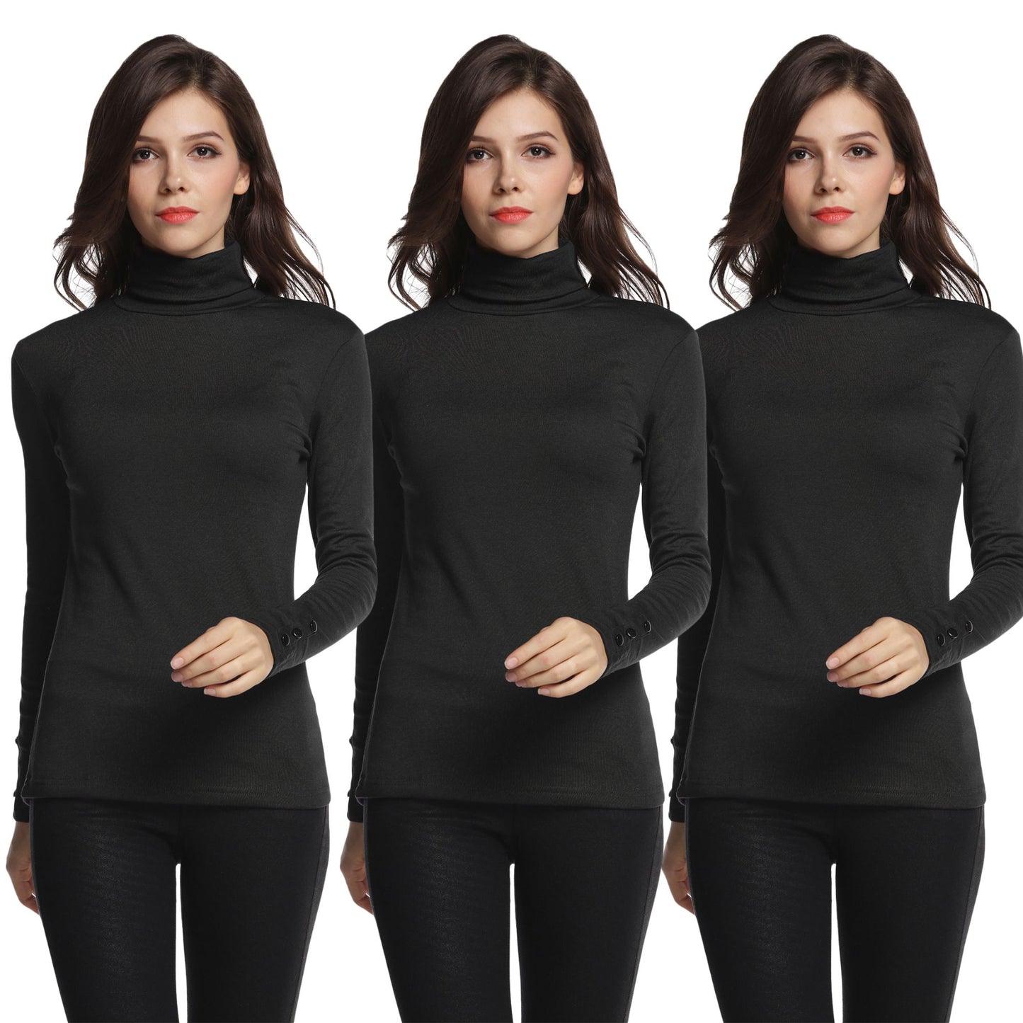 Sofishie Long Sleeve Shirt with Turtle-Neck-3Pack