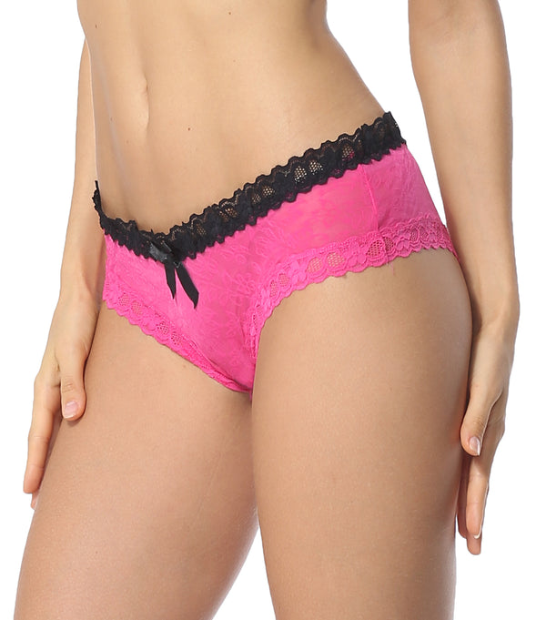 Sofishie Sexy V-Back Open Crotch Panties - Pink - Large