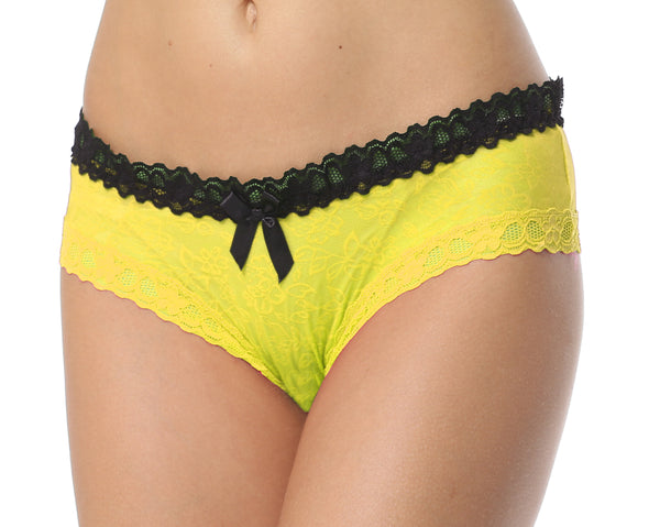 Sofishie Sexy V-Back Open Crotch Panties - Yellow - Large