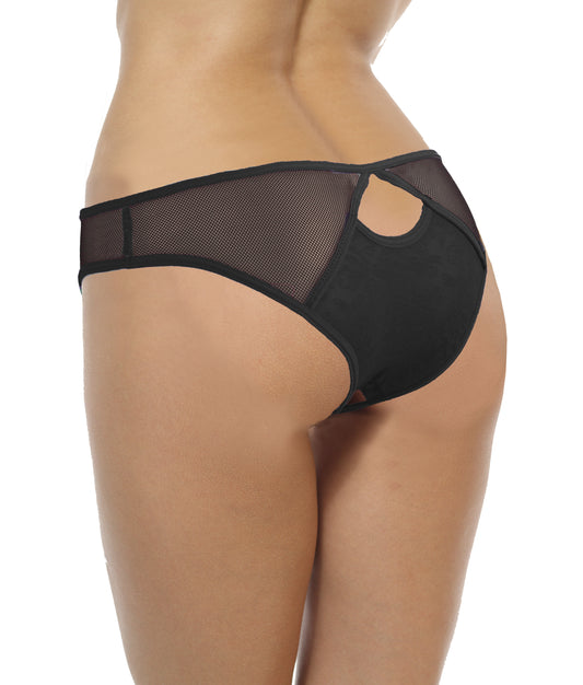 Sofishie Crotchless Seductive Mesh Panties - Black - Large